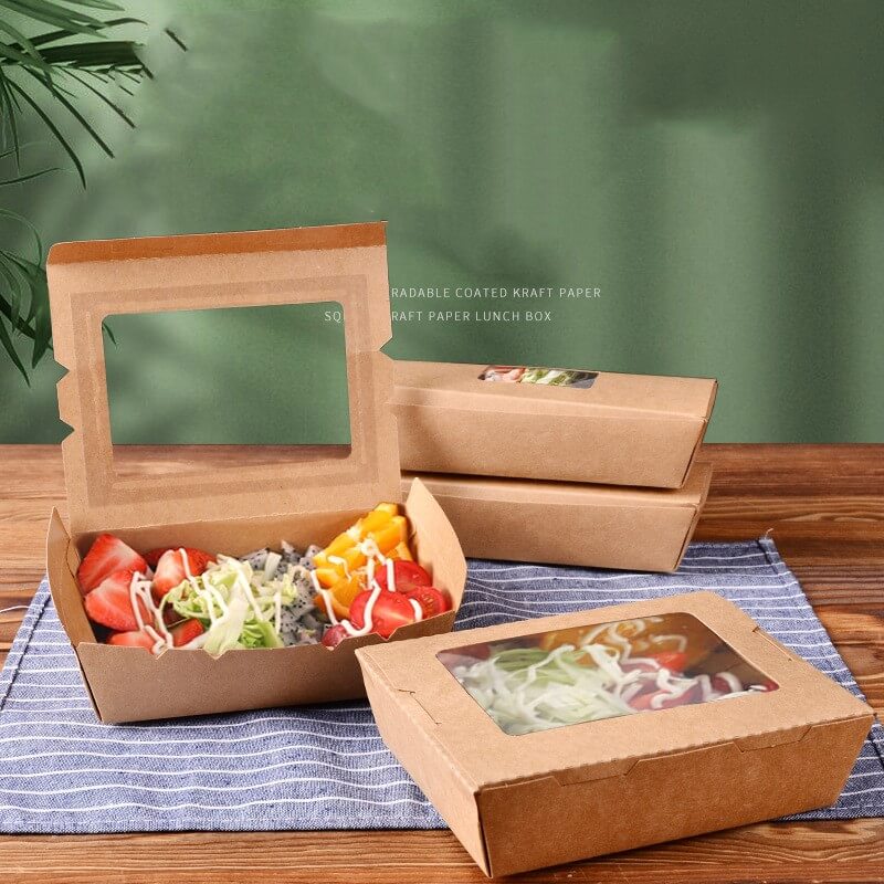 Bo?te d'emballage de bo?te de récipient biodégradable jetable en papier kraft collation hot-dog plateau de nourriture